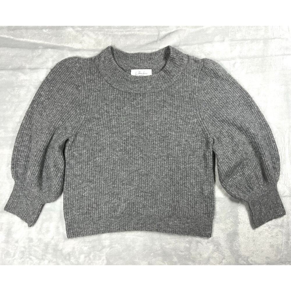 L'Academie Los Angeles Gray Sweater M Elegant Feminine Soft Fluffy Lightweight